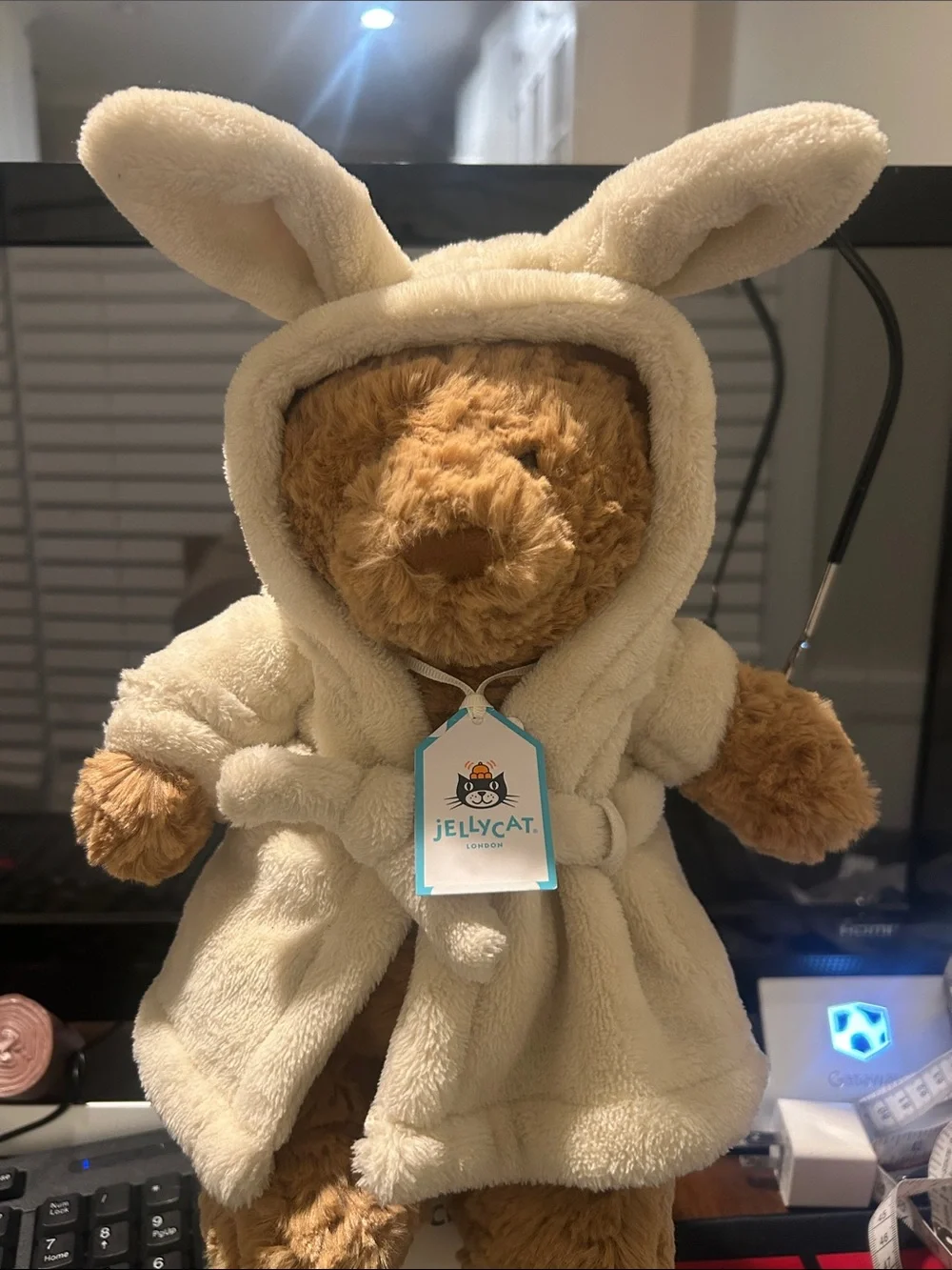 Jellycat Tan Bear in Cream Robe Plush